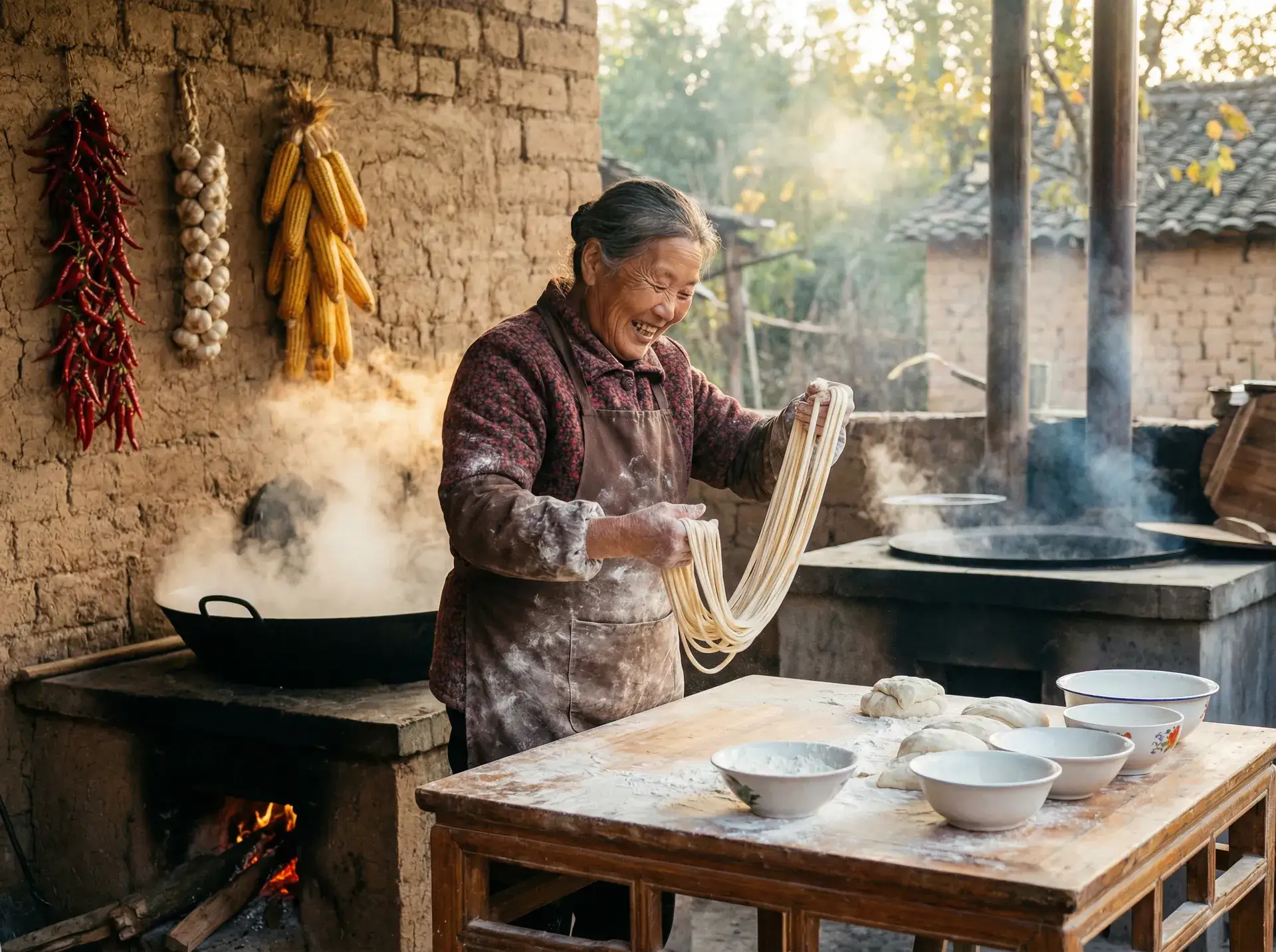 农家大嫂手擀面 - 电视剧敌后便衣队 乡村美食